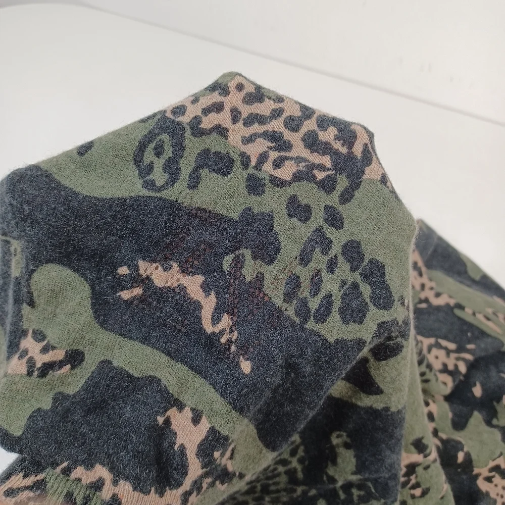 Zadig And Voltaire Brume Cp Cashmere Pullover Size M Camouflage Animal Printed - Picture 9 of 16